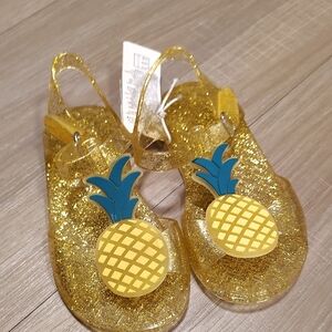 Kids Glitter Pineapple Jelly Sandals - Yellow